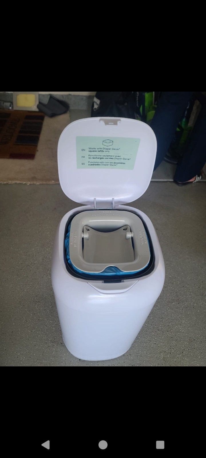 Tall white Diaper pail With Refill Bags