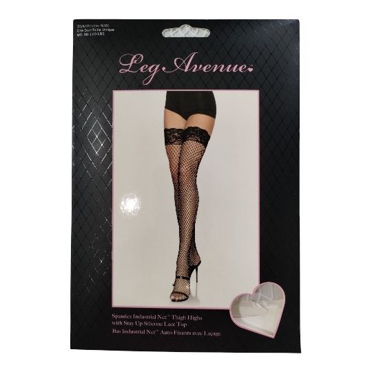 Leg Avenue Lace Top Fishnet Thigh Highs Stockings White New Women's Halloween Costume