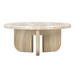 TOV Patrizia Faux Travertine Concrete Indoor Round Coffee Table