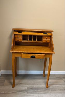 Charming -Solid Wood Roll- Top Desk 16” W x 28” L x 40” H