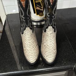 Python Skin Boots 9.5 Black Greyish White