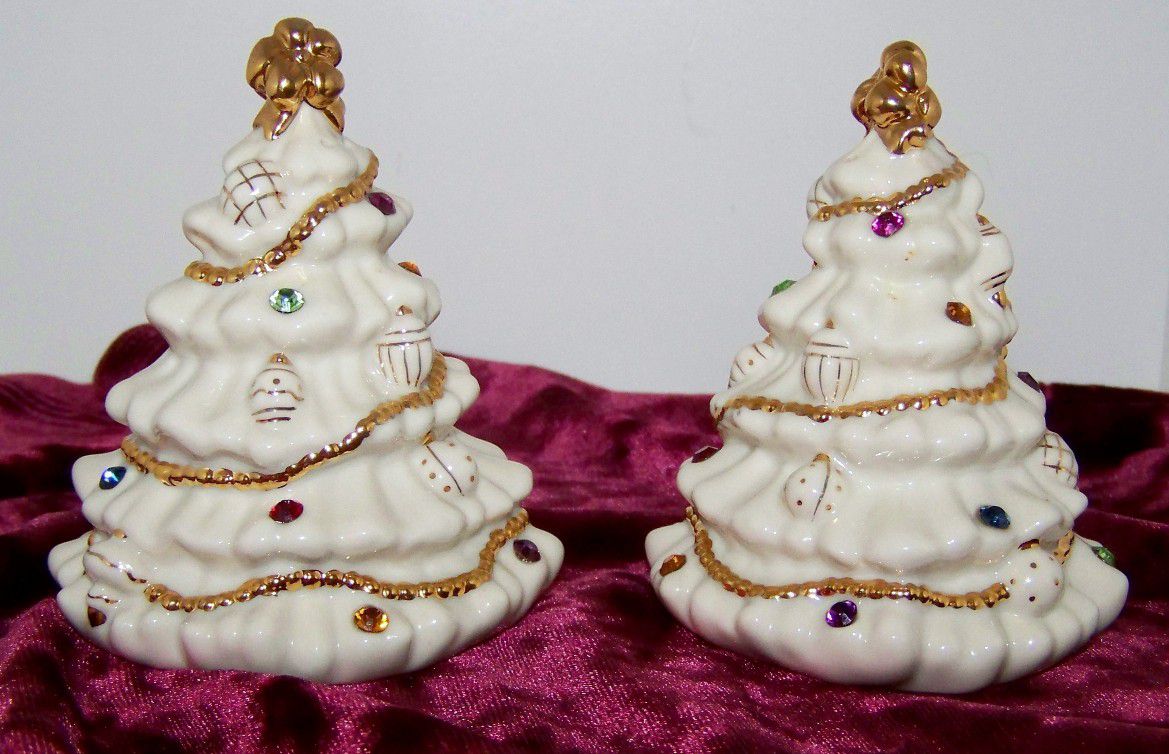 LENOX Jewels Of Christmas Trees VINTAGE  S&P Shakers