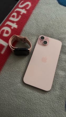 iPhone 15 plus pink + watch