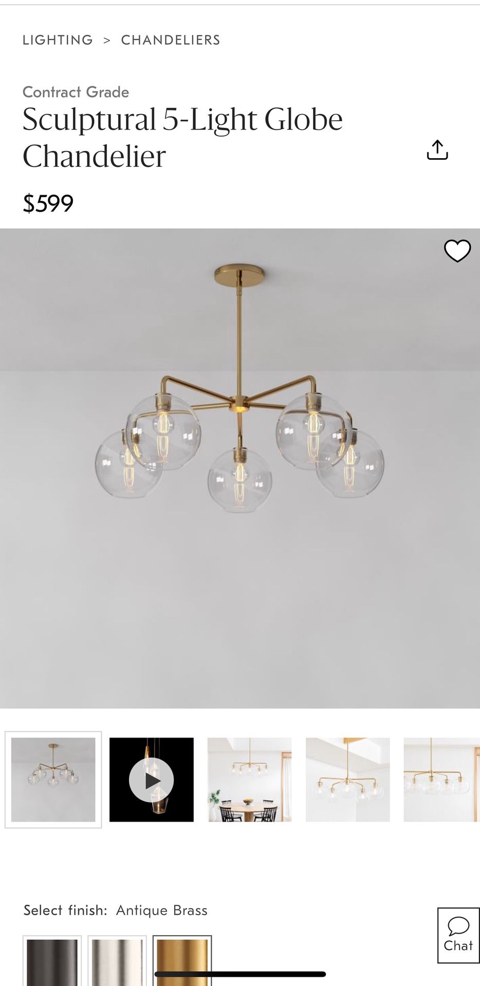 Sculptural 5-Light Globe Chandelier