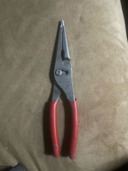 Snap On 9" Talon Grip™ Long Nose Slip-Joint Pliers (Red)