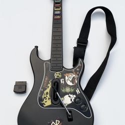 PS2 Guitar Hero Kramer Striker Wireless Black Controller 95119 805 With Dongle