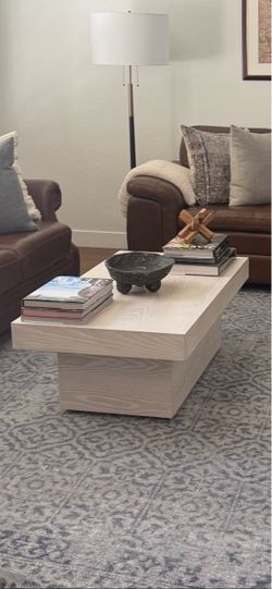West Elm modern wood coffee table