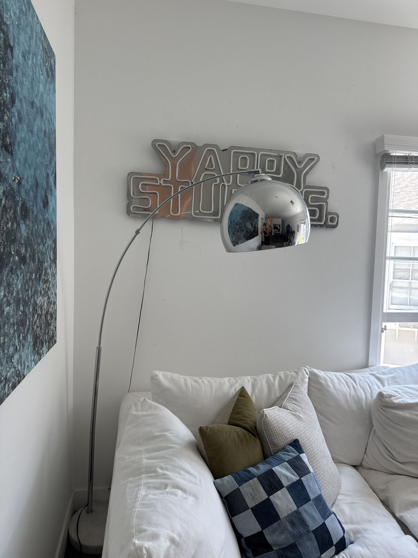 chrome and marble floor lamp
