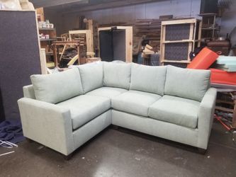 Brand NEW 7ftX7ft Sectional Sofa Camila Sage Color Fabric Custom Made Available