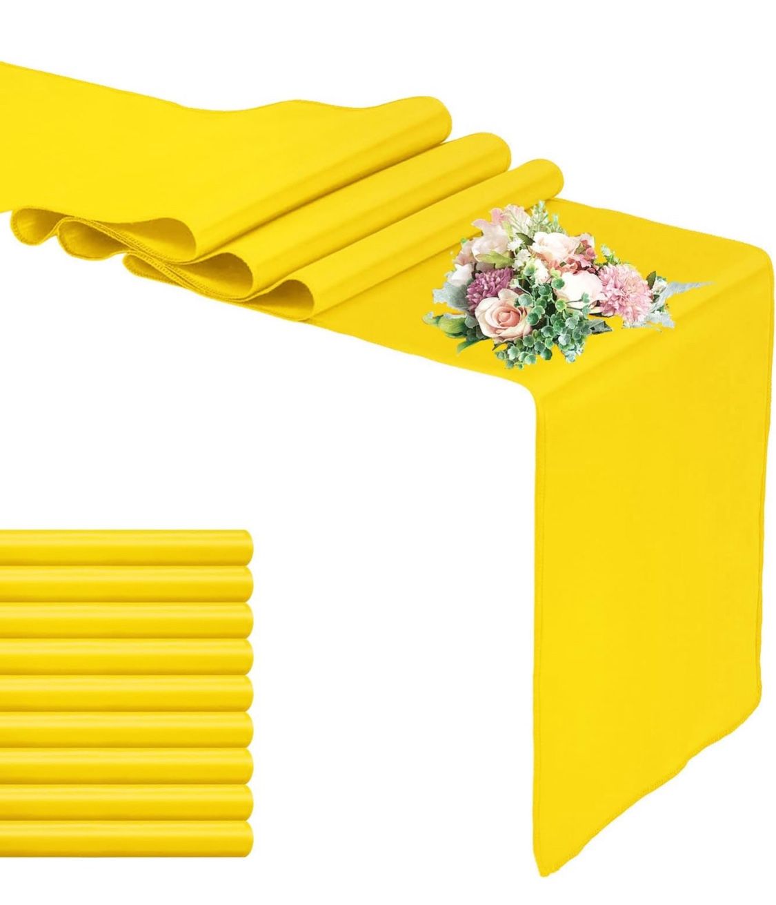 10 Pack Satin Table Runner Yellow 12 x 108 Inch Long,Satin Silk Table Runner for Wedding,Birthday Party and Banquet(Yellow,10 Pack)