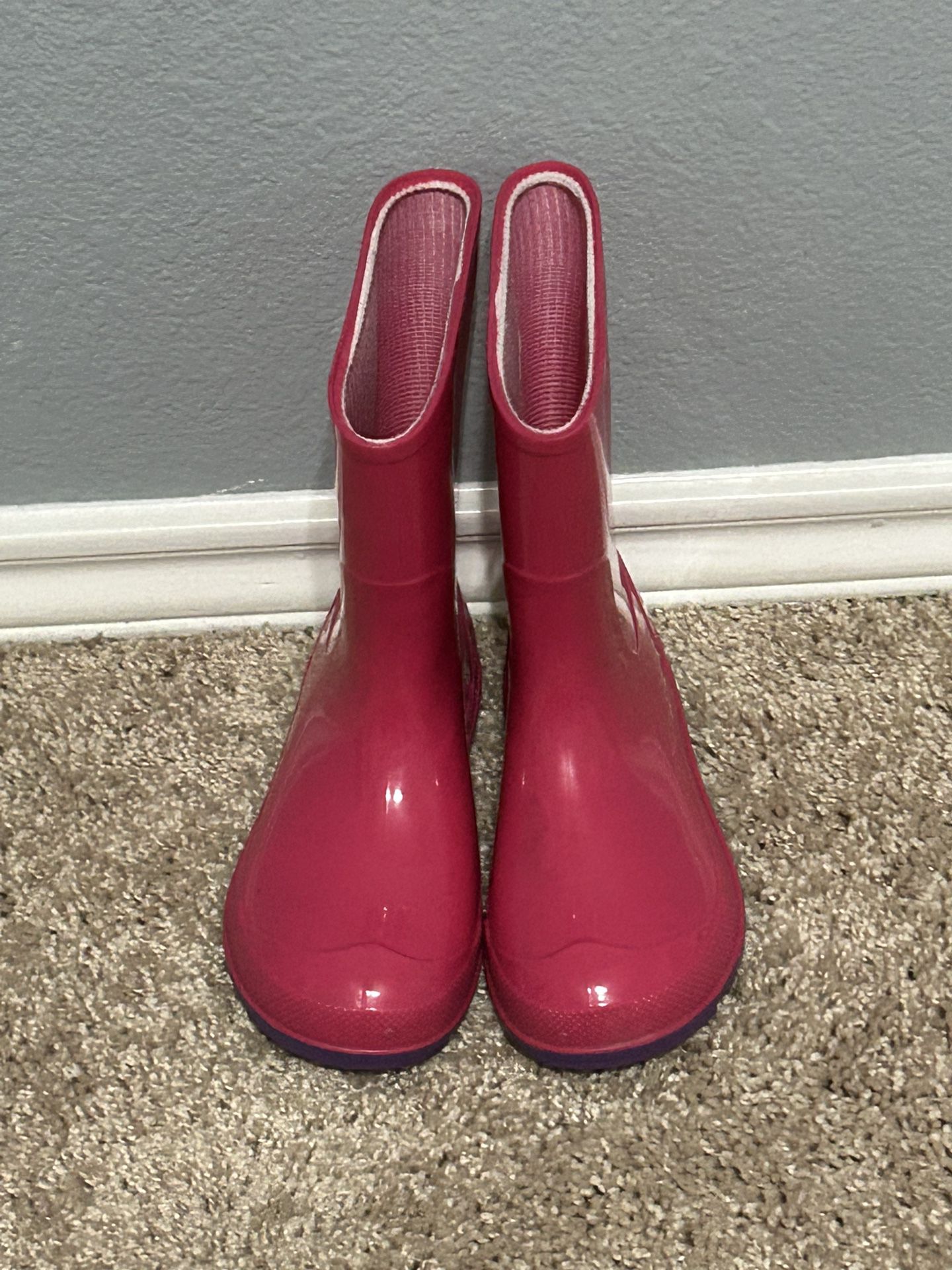 Kids Size 9/10 Pink & Purple Rain Boots - Like New Worn Once