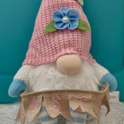 Easter Plush Gnome Holding Easter Banner