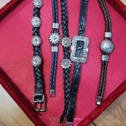 Silver And Leather Bracelets Excellent Condition