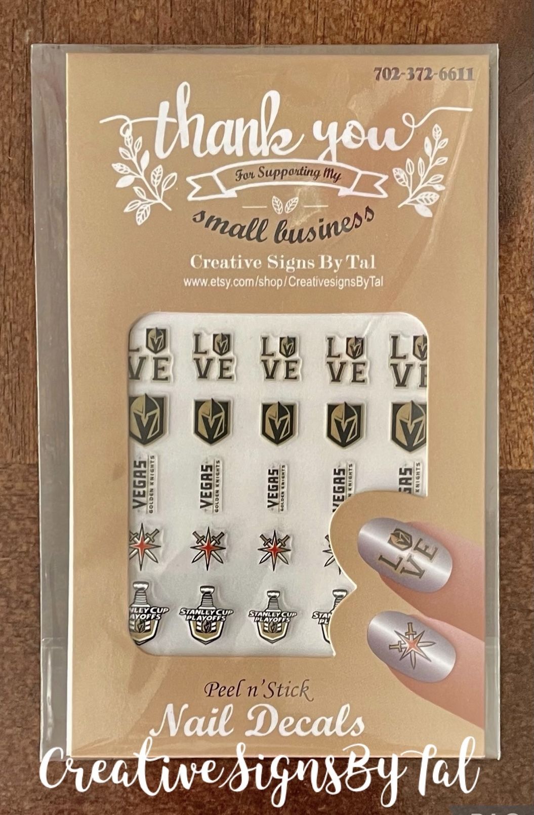 VGK Nail Decals No Water Needed A Set Includes 25 Different Sizes