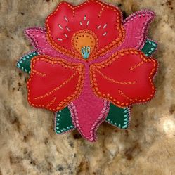 Leather Flower Pin