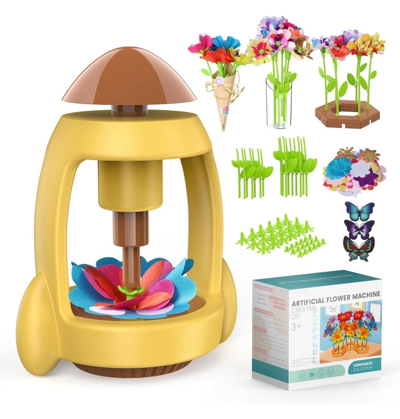 Fabric Flower Bouquets Toys, Craft Kits Toys for Kids, Flowers Market Toy, Arts & Crafts for Girls Ages 4 5 6 7 8，Educational Activity Preschool, Chri