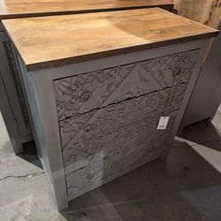 Grey And Natural Four Drawer Dresser 