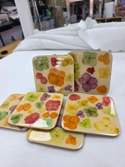 Pressed Flower Resin Coaster Set