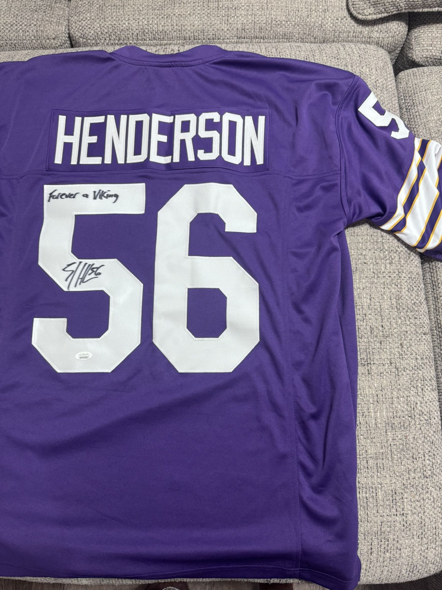 E. J. Henderson Signed Autograph Custom Jersey "Forever a Viking" (JSA COA Sticker Only)