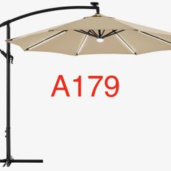 10 FT Solar Powered LED Patio Umbrella Outdoor 