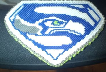 Seahawk superman beaaded emblem