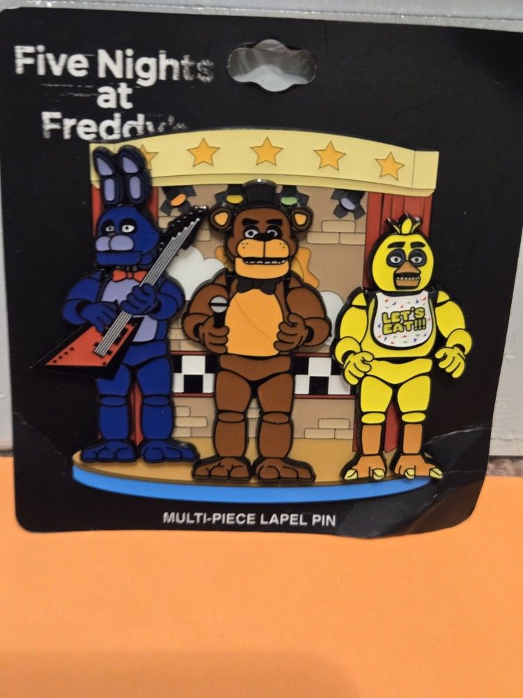 FNAF Bonnie Chica & Freddy On Stage Enamel Metal Pin Large