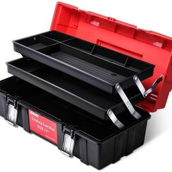 3-Layer Lockable Tool Box Plastic Portable Storage Folding Toolbox Tray Divider Tool Organizers