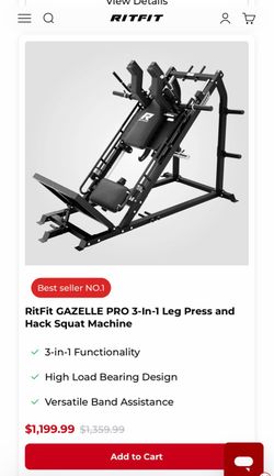 RitFit GAZELLE PRO 3-In-1 Leg Press and Hack Squat Machine
