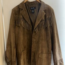 Tan Leather jacket With fringe - Men’s L