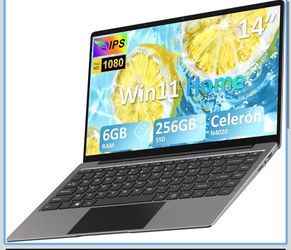 Laptop with Win 11 6GB RAM 256GB SSD N4020 Processor (Up to 2.8GHZ)-Gray