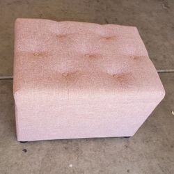 Pink Tufted Storage Ottoman 