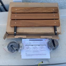 Folding Shower Seat Teak 440 Lb Limit 20” X 9” New