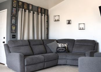 Fabric sectional 2 power recliners used. One needs new cord
