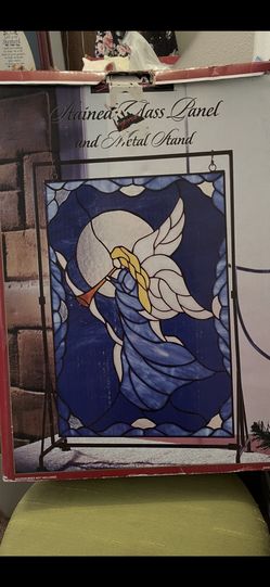 stained glass angel panel/ stand