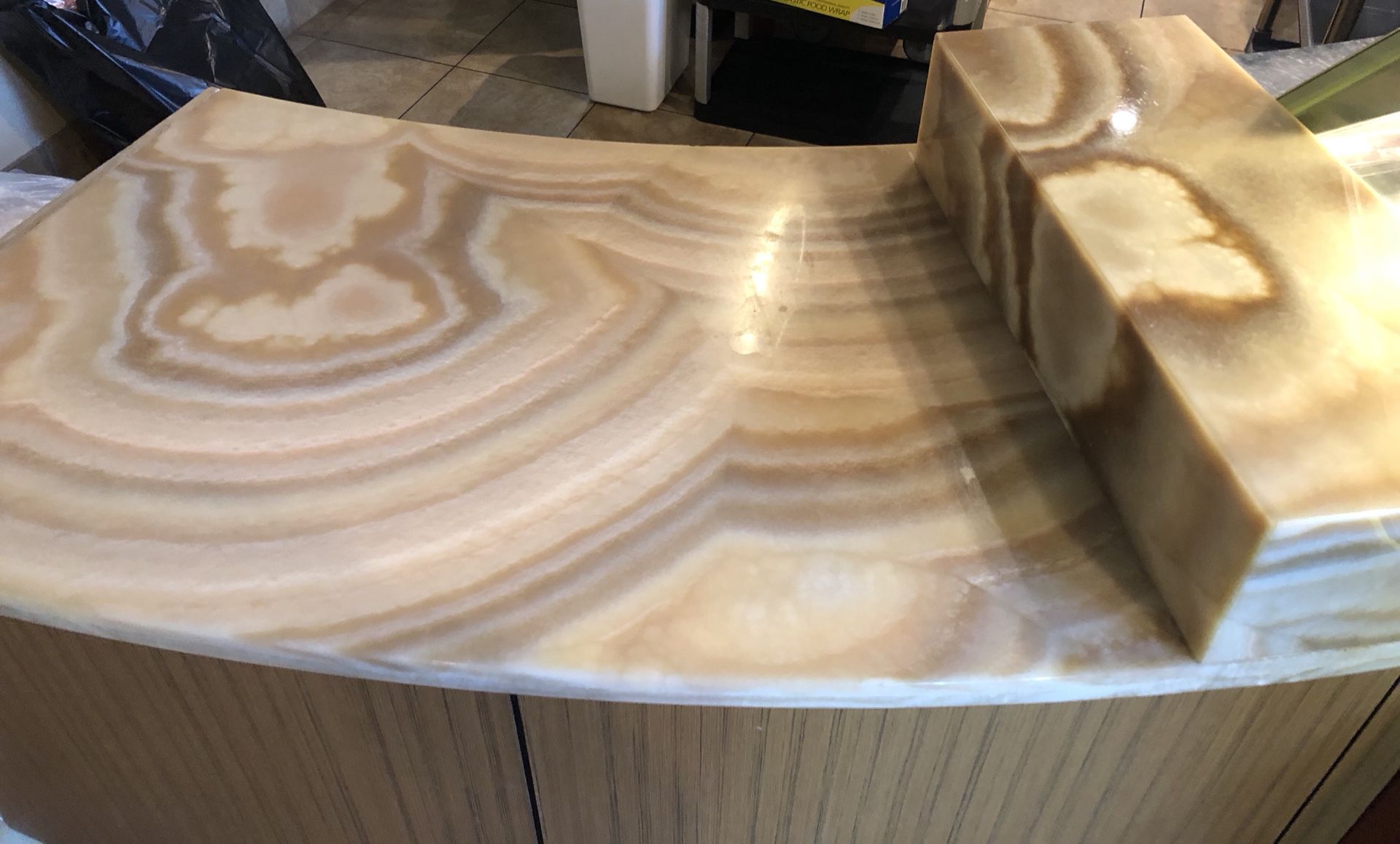Curved Honey Onyx Stone Counter