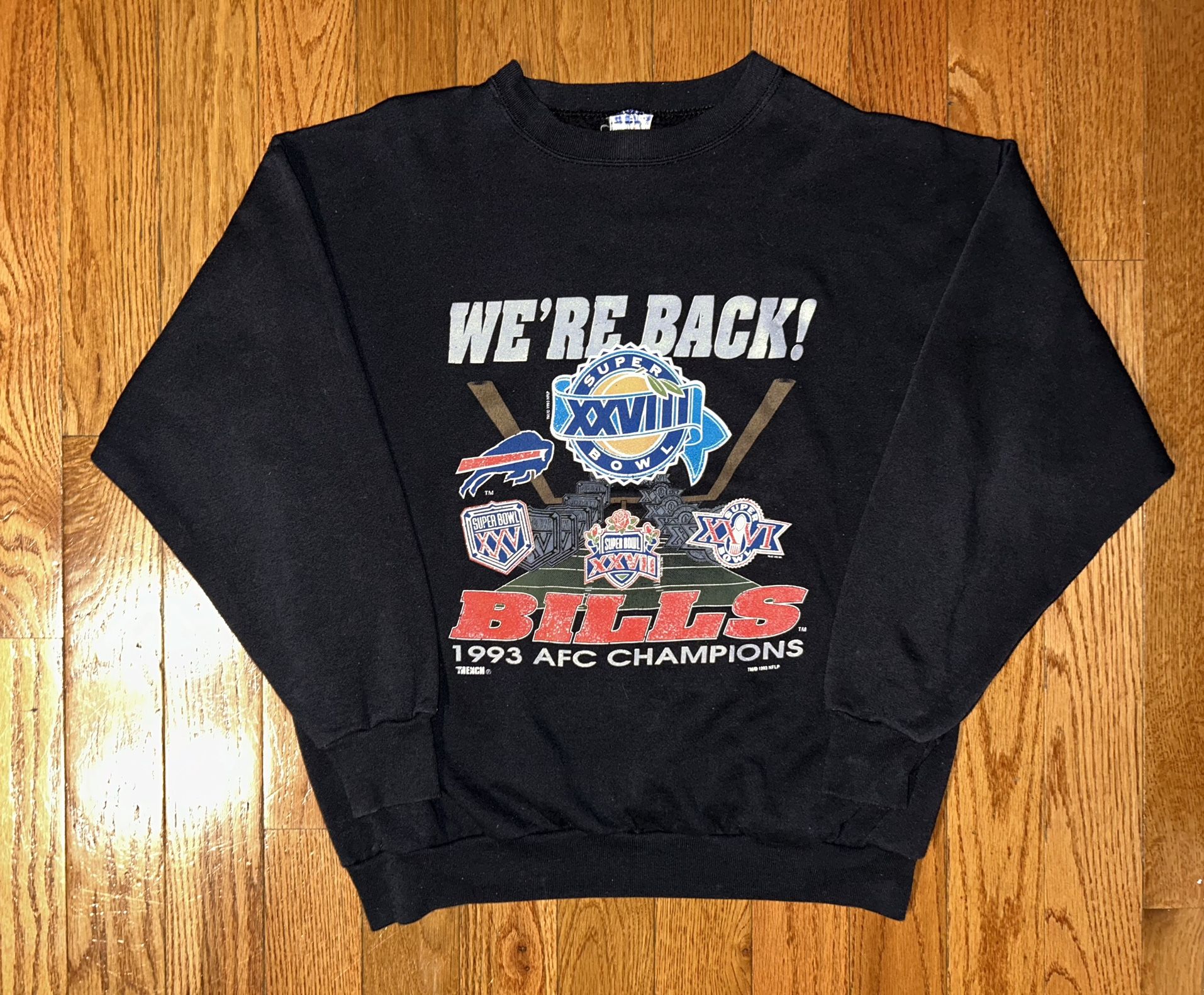 Buffalo Bills “We’re Back” 1993 AFC Champions Super Bowl XXVIII Crewneck Size XL