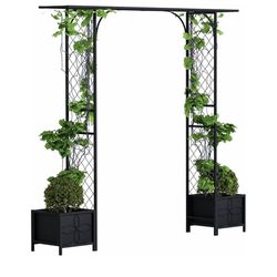  Zhongma Metal Garden Arbor with Planters, 83.5'' High x 90.5'' Wide, Outdoor Arch for Climbing Plant, Decorations Pergola with Plant Baskets …