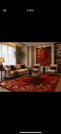 8x10 Area Rugs carpet Rugs transitional design thick colors red gold
