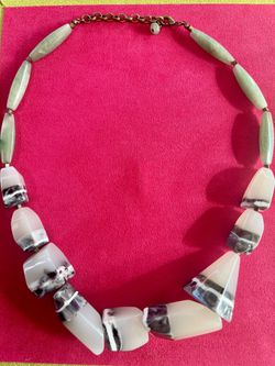 Marble Green Gemstone & Grey Black Aventurine Necklace