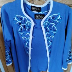 Bob Mackie Floral Cardigan Tank Top Set