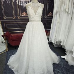 New Sz 8 Beaded Lace Wedding Gown De Novia