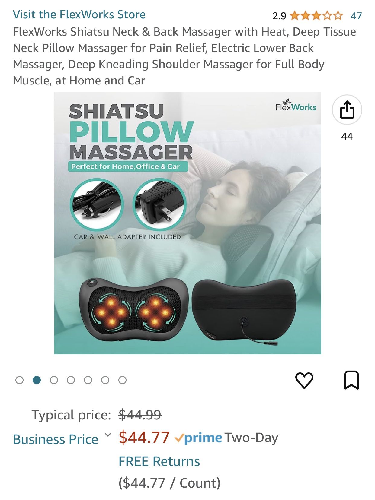 FlexWorks Shiatsu Neck Shoulder & Back Massager with Heat
