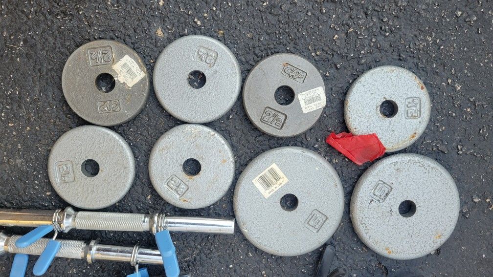 Free Weights 140 Lbs Dumbell Curl Bars Clamps for Sale in Palatine, IL