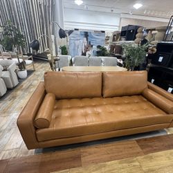 Cognac leather Sofa and  2 Chairs