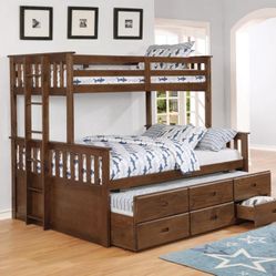 Twin Full Twin Bunk Bed With Trundle
