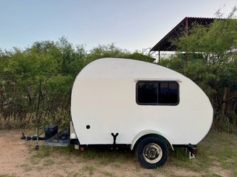 White Teardrop Camping Trailer