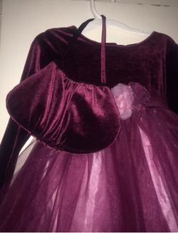 NWT Good Lad Size 4 Burgundy Christmas Holiday Dress Tulle Velour Top W/Purse