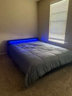 Platform Bed Frame with LED Lighting