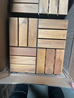 27PCS Acacia Wood Deck Tiles Interlocking Patio Flooring,Wood