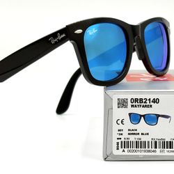 Ray-Ban Wayfarer Sunglass RB2140 50-22-150 Blue Flash mirror lens Unisex